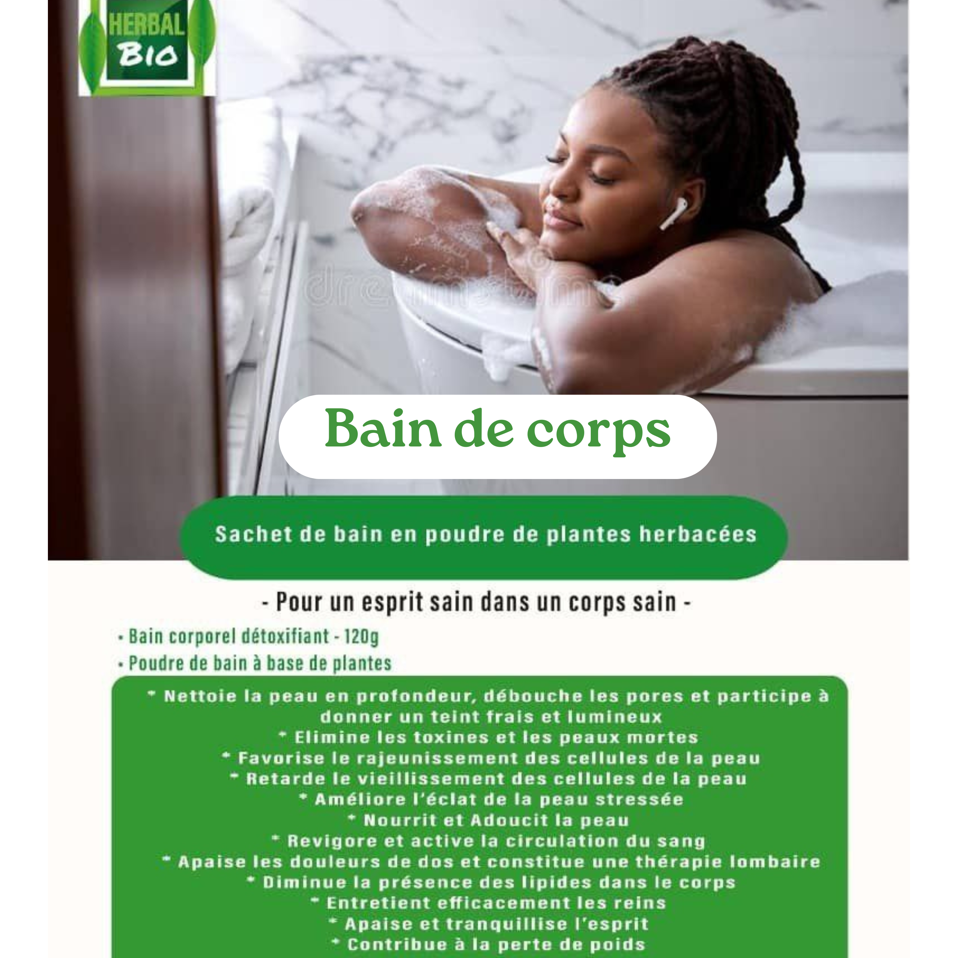 Pack complet HERBAL BIO : 1 Bain de corps +1 Bain de pied + 2 Spray intime